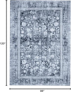 Area Rug 8×10, Large Vintage Boho Rug,Ultra-Soft Low Pile, Washable, Non Slip,Stain Resistant, Printed Carpet for Living Room Bedrooms Playroom Office Kitchen, Stone/Blue