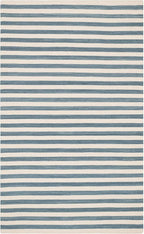 Home Conservatory Ladder Stripe Blue/Ivory Handwoven Wool 4 X 6 Feet, Blue/Ivory Stripe Pattern