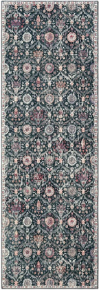 Lahome Moroccan Trellis Washable Runner Rug, 2x6 Kitchen Runners for Hallways 6 Feet Non Slip, Vintage Laundry Room Rug Ultra-Thin Long Carpet for Bathroom Bedroom Entryway, Black/Multi