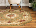 Unique Loom Versailles Collection Traditional Classic Floral Motif Area Rug (5' 0 x 5' 0 Octagon, Green/Ivory)