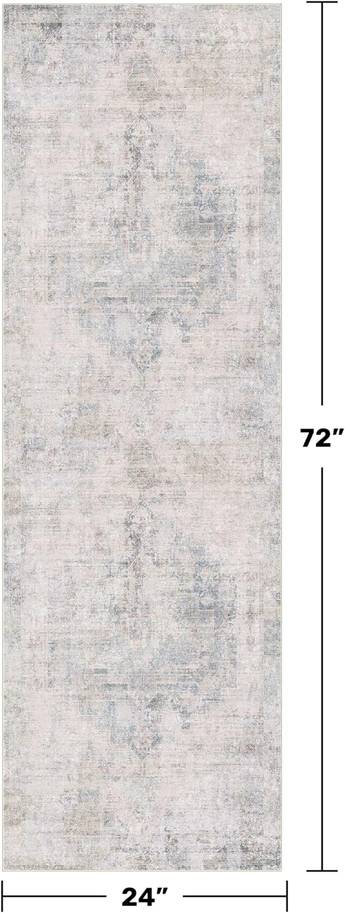 Light Blue 2x6 Non Slip Kitchen Rug Runner - Blue Gray Washable Rug for Bathroom, Hallway, Non Slip with Rubber Backing, Boho Modern Abstract Runner Home Décor