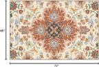 Phantoscope Washable Area Rug 4'x6' Non-Slip, Vintage Boho Rugs for Living Room, Bedroom, Dining Room, Fall Orange Floral Medallion Pattern, Low-Pile Foldable Floor Carpet, Rust/Multi Floral