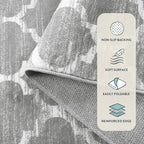 Lahome Moroccan Bedroom Rug - 3’x5’ Area Throw Washable Rugs Small Non-Slip Accent Distressed Floor Carpet for Door Mat Entryway Living Room Kitchen Laundry Dorm Decor (3’ X 5’, Gray)