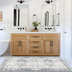 ReaLife Rugs Machine Washable Area Rug Runner - Living Room Bedroom Bathroom Kitchen Entryway Office - Padded Low Pile Stain Resistant Premium - Boho Farmhouse Vintage - Joy - Gray 2'6" x 6'