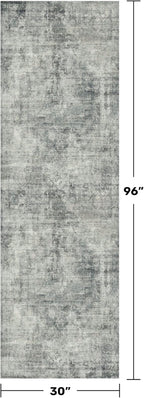 2'6"x8' Hallway Runner Rugs Non Slip, Modern 8ft Long Rug for Kitchen Floor, Entrance, Farmhouse Medallion Abstract Indoor Décor, Low Pile Stain Resistant (Slate Blue)