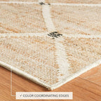 Dash and Albert Kali Machine Washable Area Rug - 4' x 6' Natural - Diamond Accent Rug - Anti-Slip Backing, Lightweight, Machine Washable, High Traffic Areas Kitchen, Mudroom, Laundry Room