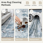 9x12 Area Rugs for Living Room, Abstract Non Slip Machine Washable Vintage Rugs, Low Pile Lightweight Large Rug for Bedroom, Dining Room, Home Office Blue