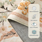 Lahome Fall Boho Washable Area Rugs 5x7 for Bedroom, Bohemian Brown Rugs for Living Room, Soft Floral Thin Carpet for Kids Room Apartment Dorm Home Decor, Ochre Fall