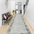Morebes Vintage Hallway Runner Rug 2x10,Machine Washable Kitchen Runner Rugs Non Skid Washable,Soft Distressed Non-Shedding Carpet Runner for Entryway Foyer Bedside Playroom,Grey