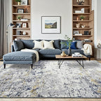 Toneed Abstract Area Rug Modern Washable Rug Soft Non Slip Rug Low Pile for Bedroom Living Room Dining Room Blue 5x7 Feet