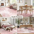 WITSHOCK Pink Rugs 8x10 for Bedroom Girls,Floral Modern Distress Print Pattern Carpet for Living Room Dining Room,Stain Resistant Anti Slip Backing Rugs for Kids Room Nursery Playroom,Light Pink