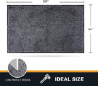 PURRUGS Dirt Trapping Door Mat 34" x 59", Non-Slip Machine Washable Entry Rug, Shoe Scraper, Dog Doormat, Super Absorbent Welcome Mat for Front & Back Door, Muddy Shoes & Paws, Bluish Grey-Black