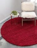 Unique Loom Solid Shag Collection Area Rug (7' 1" Round, Cherry Red)