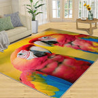 Parrot Rugs for Bedroom - 4x5 Area Rug - Cute Parrot Rugs for Living Room, Colorful 3D Animal Rug, Non-Slip Washable Home Decor Carpet