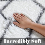 ONASAR Area Rugs for Living Room, Washable 7x10 Fluffy White and Grey Rug for Bedroom, Geometric Moroccan Indoor Shaggy Boho Soft Plush Floor Carpet for Kids Teen Nursery Dorm Home Decor Aesthetic
