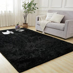 Andency 8x10 Area Rugs for Living Room, Black Non-Slip Fluffy Soft Large Shag Bedroom Carpet, Big Indoor Thick Nursery Rug for Kids Dorm Home Decor Aesthetic
