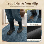 MontVoo Door Mat Indoor Entrance Doormat, Absorbent Durable Rubber Non Slip Front Door Mat for Inside Entry Entryway Dirt Trapper Welcome Mat, Navy Blue 17''x30''