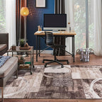 Rugshop Contemporary Abstract Circle Design Area Rug, Carpet with Jute Backing for Living Room, Dining Room, or Bedroom, Brown, 7'10" x 10'2"