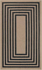 Lahome Modern Geometric Easy Jute Outdoor Rug, 3x5 Black Washable Kitchen Rugs for Bedroom Thin Non Slip Indoor Door Mat, Non Slip Farmhouse Carpet for Office Patio