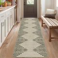 HelloTree Hallway Runner Rug，2.6x8 Moroccan Modern Stripe Carpet Washable Machine Bathroom Runner Bohemian Design Modern Soft Non Slip Indoor Rug for Entryway Hallway Laundry Room Bedroom-Cream