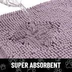 Smiry Dog Door Mat for Muddy Paws, Absorbent Dirt Trapper Non Slip Quick Dry Washable Chenille Mat for Mud Dogs, Entry Rug for Indoor and Outdoor (36x24 Inches, Deep Plum and White)