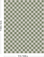 LIVEBOX 9x12 Area Rugs for Living Room, Checkered Non-Slip Washable Rugs, Farmhouse Neutral Classic Geometric Large Boys Area Rug for Bedroom, Carpet for Living Dining Room Office(Sage Green,9'x12')