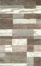 Superior Indoor Area Rug, Jute Backed, Modern Geometric Patchwork Floor Decor for Bedroom, Office, Living Room, Entryway, Hardwood Floors, Rockwood Collection, 8' x 10', Light Blue-Ivory