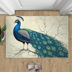 Peacock Area Rug 3x4-3x4 Rug, Peafowl Rugs for Living Room, Teal Turquoise Carpet, Modern Style Washable Area Rugs for Bedroom, Peacock Feather Carpet - Peafowl Home Decor & Gifts