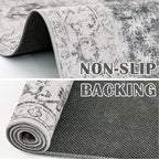 jinchan Kelda Area Rug 2x7 Runner Rug for Hallway Indoor Vintage Distressed Carpet Grey Multi Printed Floorcover Gray Chenille Accent Rug Non Slip for Kitchen Living Room Bedroom Dining Room