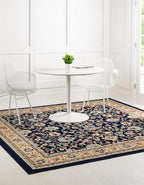 Rugs.com Yasmin Collection Rug – 8 Ft Square Navy Blue Medium Rug Perfect for Living Rooms, Kitchens, Entryways