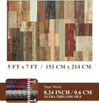 YIHOUSE Brown Area Rug 5x7, Farmhouse Rugs Washable,Vintage Burgundy Carpets for Bedroom,Burnt Orange Area Rug Non Slip,Geometric Boho Rug for Kitchen,Dining Room