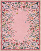 Lahome Boho Floral 8x10 Pink Rugs for Bedroom Girls, Non Slip Washable Nursery Rugs for Living Room, Pastel Indoor Throw Carpet for Dorm Classroom Playroom(Pink,8x10)