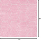 Unique Loom Trellis Frieze Collection Area Rug - Geometric (7' Square, Light Pink/ Ivory)