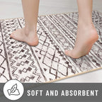 KUTA Moroccan Kitchen Rugs, 2x3 Brown Cream Entryway Rug Non-Slip Washable Small Indoor Door Mat, Ultra Soft Print Vintage Geometric Low-Pile Floor Carpet for Indoor, Entrance, Kitchen