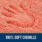 OLANLY Bathroom Rugs 24x16, Extra Soft Absorbent Chenille Bath Rugs, Rubber Backing Quick Dry, Machine Washable Bath Mats for Bathroom Floor, Tub and Shower, Home Decor Accessories, Coral