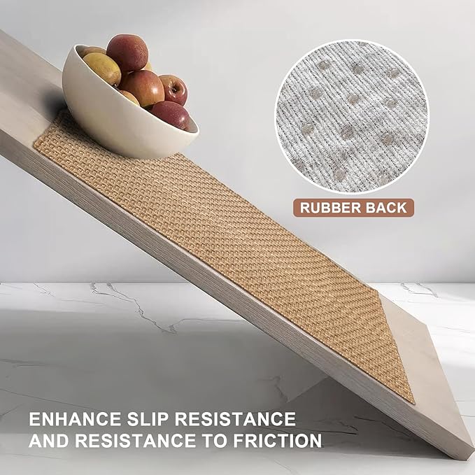 Kitchen Rugs,Kitchen Mats for Floor,Non Slip Washable 20"x 30"+20"x 48" Neutral Braided Rug,Faux Jute Rug with Non Slip Backing for Kitchen,Solid,Easy Clean,Area Rugs Sets of 2Pcs,Light Brown