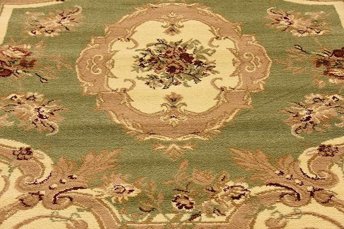 Unique Loom Versailles Collection Traditional Classic Floral Motif Area Rug (6' 0 x 6' 0 Square, Green/ Ivory)