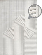 CAMILSON Modern Rug 9x12 Luxury Swirl Curved Large Micro Loop Area Rugs Soft High-Low Pile Stain Resistant Easy to Clean Non-Shedding Durable Living Room Kitchen Indoor Carpet (White)