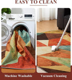 YIHOUSE Brown Area Rug 5x7,Geometric Burnt Orange Area Rug Non Slip,Farmhouse Rugs Washable,Vintage Burgundy Carpets for Bedroom, Boho Rug for Kitchen,Dining Room