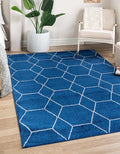 Unique Loom Trellis Frieze Collection Area Rug - Geometric (6' 1" x 9', Navy Blue/ Ivory)