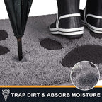 PURRUGS Dirt Trapping Door Mat 33.5" x 59", Non-Skid/Slip Machine Washable Microfiber Entryway Rug, Dog Doormat, Super Absorbent Welcome Mat for Muddy Wet Shoes and Paws, Grey