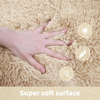 8x10 Solid Fluffy Camel Area Rug – Washable, Durable, Extra Large Living Room Rug, Non-Slip High Pile Shag Rugs for Bedroom, Playroom, Nursery Rooms, Kids Room, Soft Indoor Floor Carpet Decor