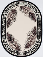 Light Beige Tan Black Greek Key Pattern Bordered Large Rugs for Living Room Bedroom Dining Room Machine Washable Non Skid Soft Area Rug 6x9 Nursery Dorm Guestroom Minimalist Oval Floor Mats Carpet