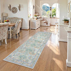 Lahome Floral Washable Kitchen Runner Rug, 2x6 Runners for Hallways Non Slip Ultra-Thin, Boho Soft Hallway Rug Forest Carpet Runners for Bedroom Bathroom Laundry Room, Green