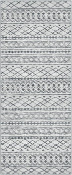KUTA Moroccan Washable Runner Rug 2.6x8, Non-Slip Vintage Grey Boho Hallway Runners Kitchen Rugs Ultra Soft Print Distressed Geometric Floor Carpet for Bedroom Laundry Living Room