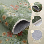 Wonnitar Washable 8x10 Living Room Area Rug, Large Green Floral Rugs for Bedroom, Non-Slip Soft Botanical Area Rug Throw Carpet for Dining Guest Room Playroom (Green,8'x10')
