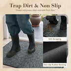 MontVoo Door Mat Indoor Entrance Doormat, Absorbent Durable Rubber Non Slip Front Door Mat for Inside Entry Entryway Dirt Trapper Welcome Mat, Darkgrey 24''x36''