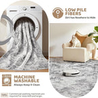 3X8 Washable Runner Rug for Hallway: Soft Neutral Modern Abstract Area Rug - Non-Slip Low Pile Long Throw Indoor Carpet for Kitchen Entryway Kitchen Bedroom Laundry Bathroom - Grey
