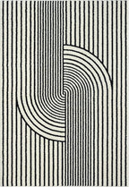 Abani Nuevo Collection Area Rug - Mid-Century Black and White Arch Knot Design - 9' x 12' - for Living Room, Bedroom & Office