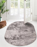 Rugs.com Leipzig Collection Rug – 5x8 Oval Gray Low-Pile Rug Perfect for Living Rooms, Large Dining Rooms, Open Floorplans